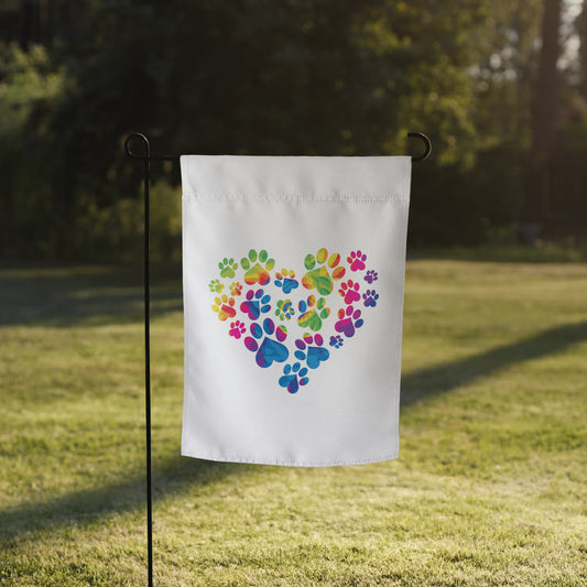 Anniversary Paw Print Love Garden Flag