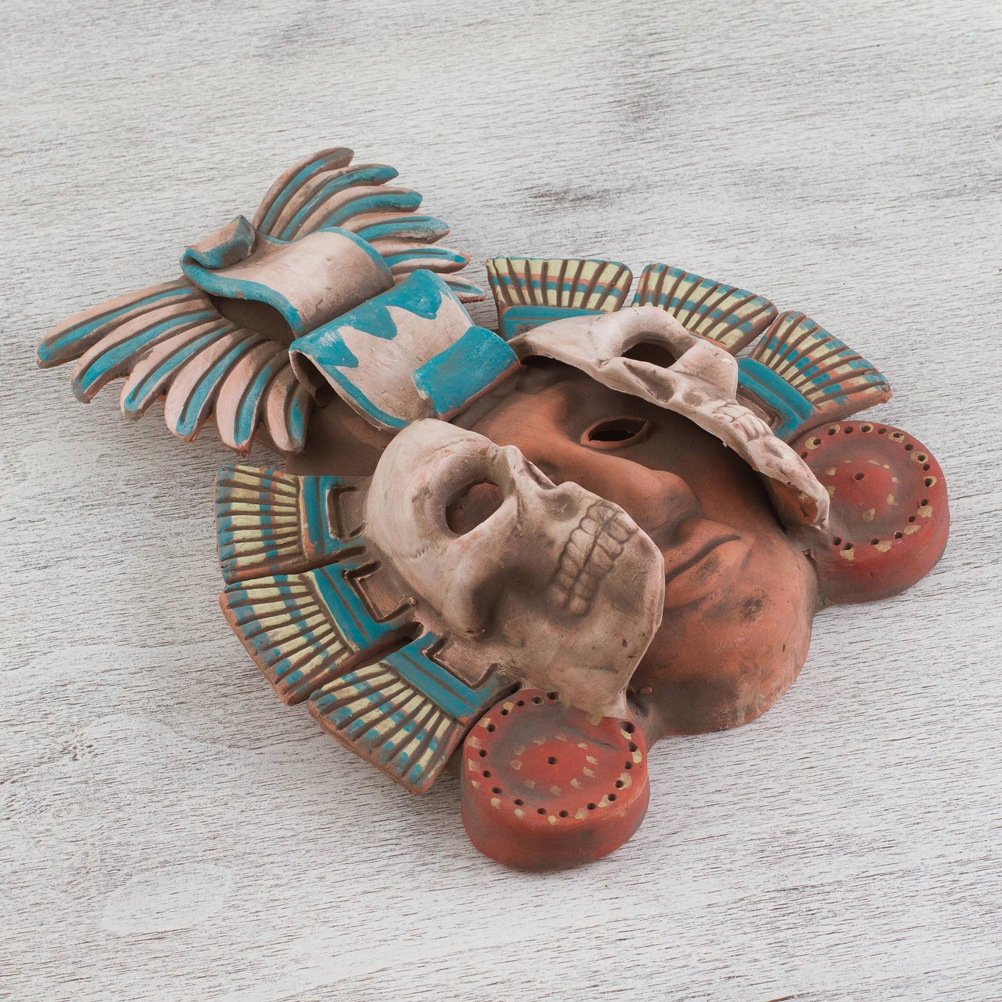 Life and Death in Teotihuacan Handcrafted Mexican Ceramic Skull Mask