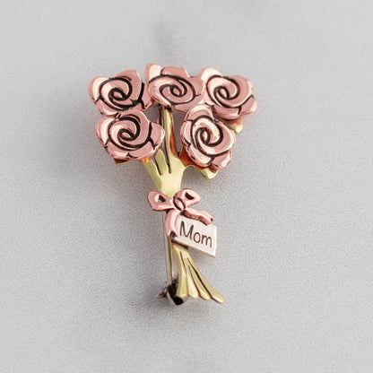 Mom Rose Bouquet Mixed Metal Pin