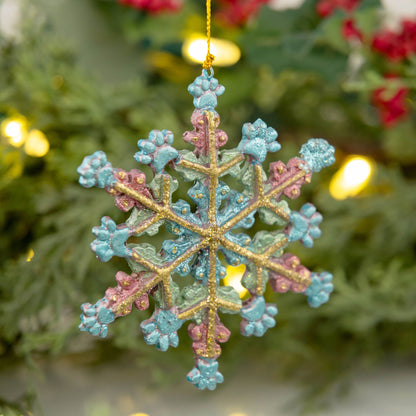 Glitter Paw Print Snowflake Ornament