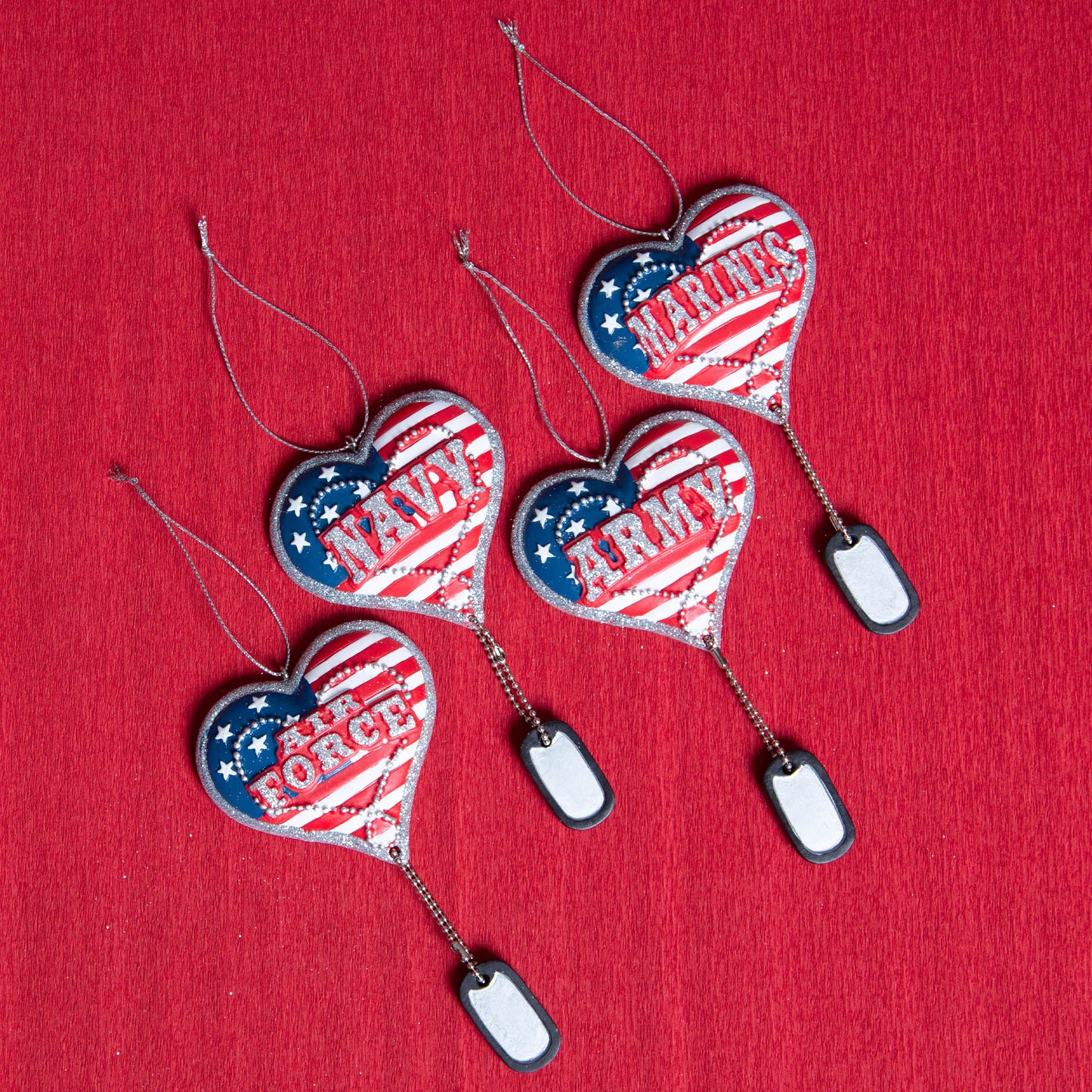 Military Service Heart & Dog Tag Ornament