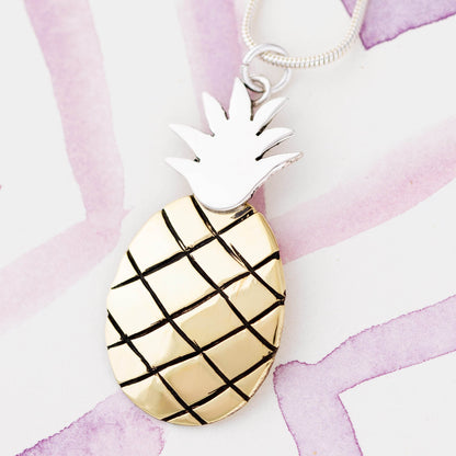 Juicy Pineapple Sterling & Brass Necklace