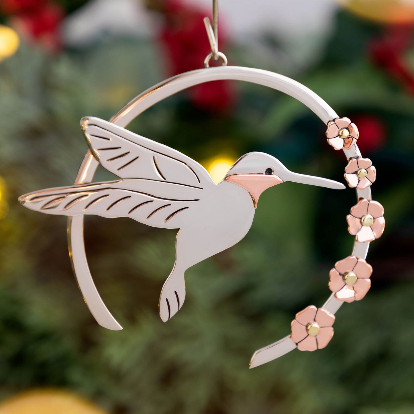 Mixed Metal Hummingbird Ornament