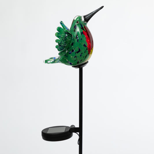 Enchanted Hummingbird Solar Glass Garden Stake