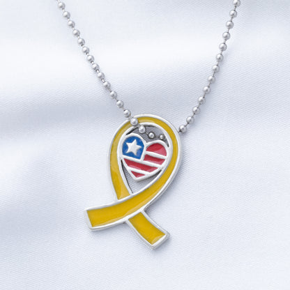 America in My Heart Yellow Ribbon Necklace