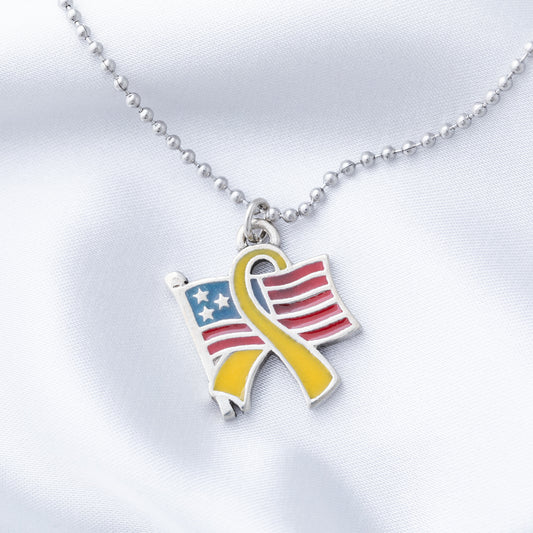 Flag & Yellow Ribbon Necklace