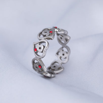 Diabetes Awareness Hearts Stainless Steel Ring