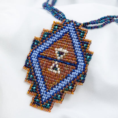 Mayan Pyramid Beaded Pendant Necklace