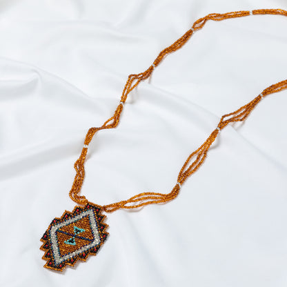 Mayan Pyramid Beaded Pendant Necklace