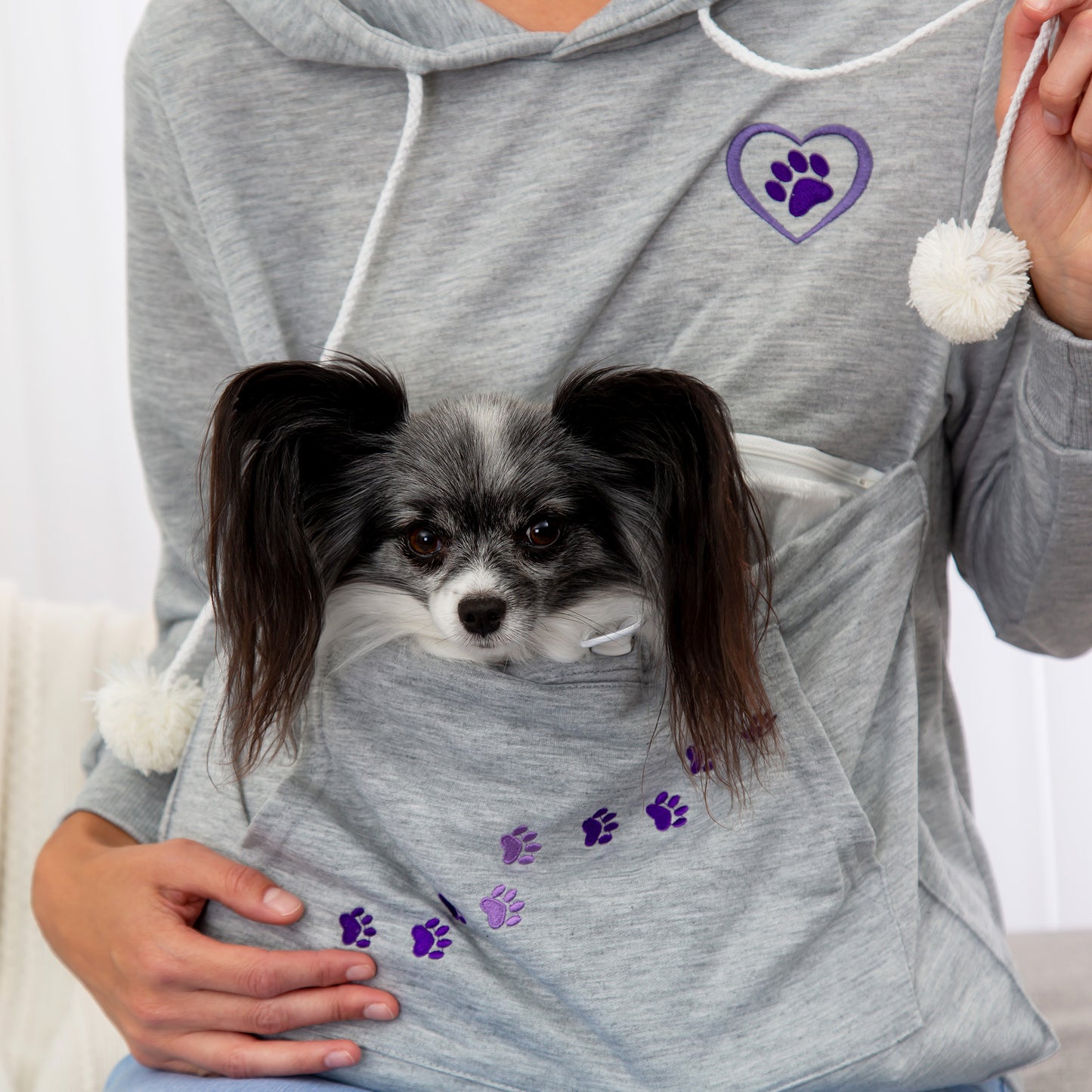 Purple Paw Pet Pouch Hooded Sweatshirt