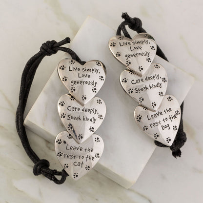 Live Love Care Paw Print Adjustable Bracelet