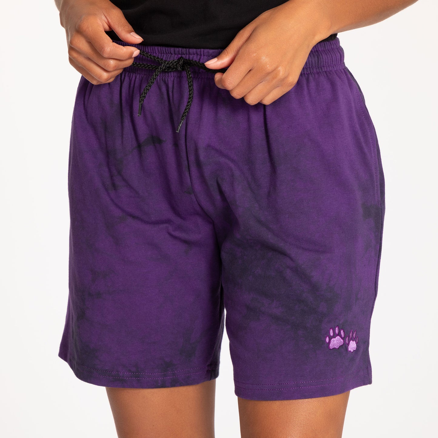 Purple Paw Tie-Dye Casual Shorts