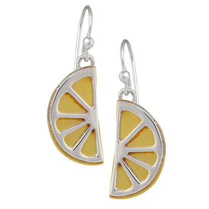 Lemon Slice Sterling & Brass Earrings