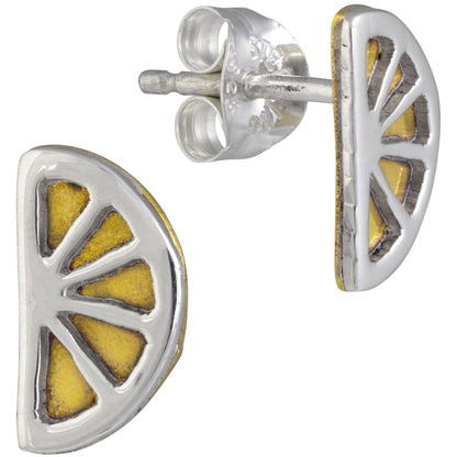 Lemon Slice Sterling & Brass Post Earrings