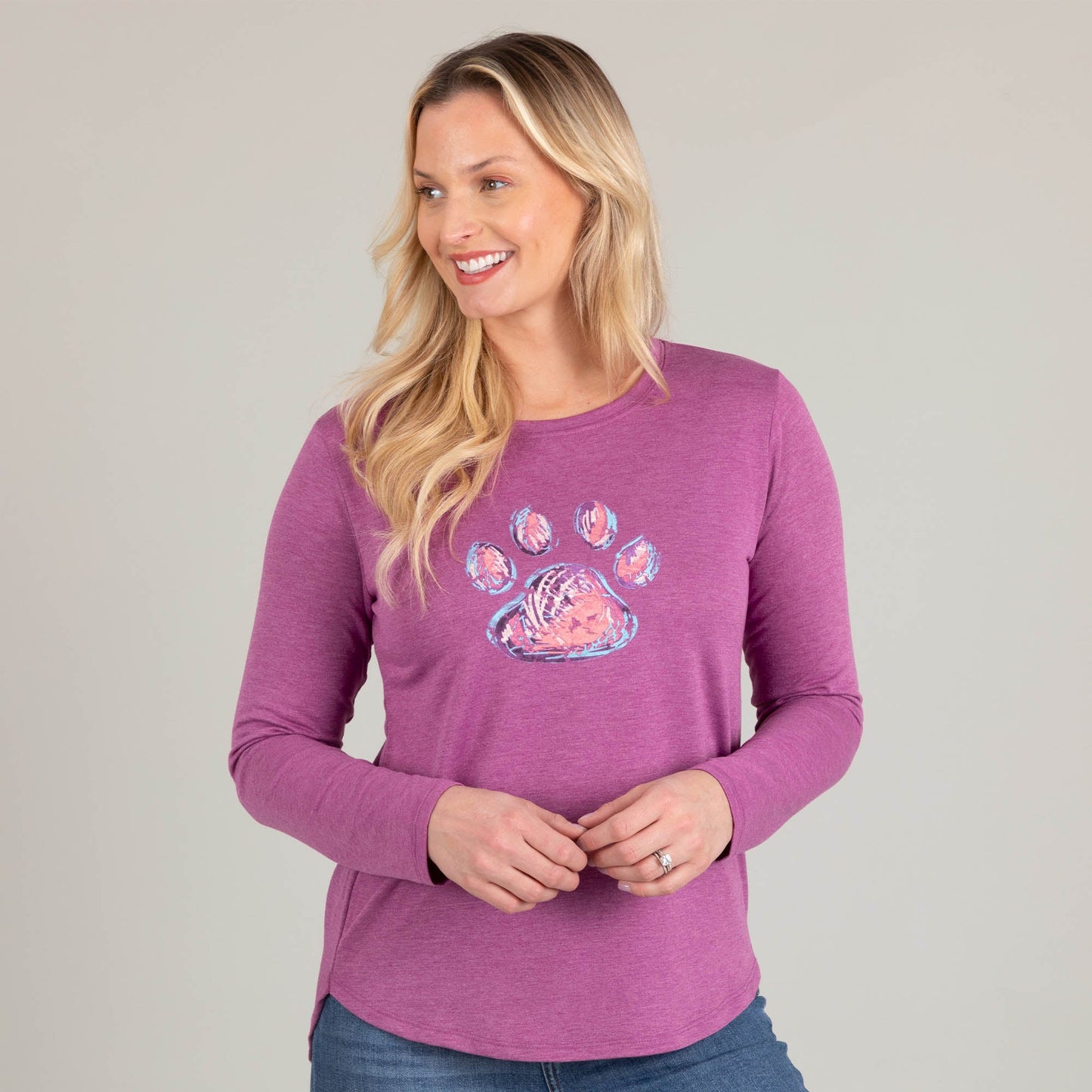 Paw Print French Terry Scoop Neck Top