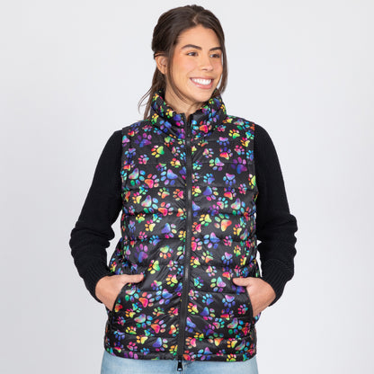 Bold & Bright Paws Quilted Nylon Vest