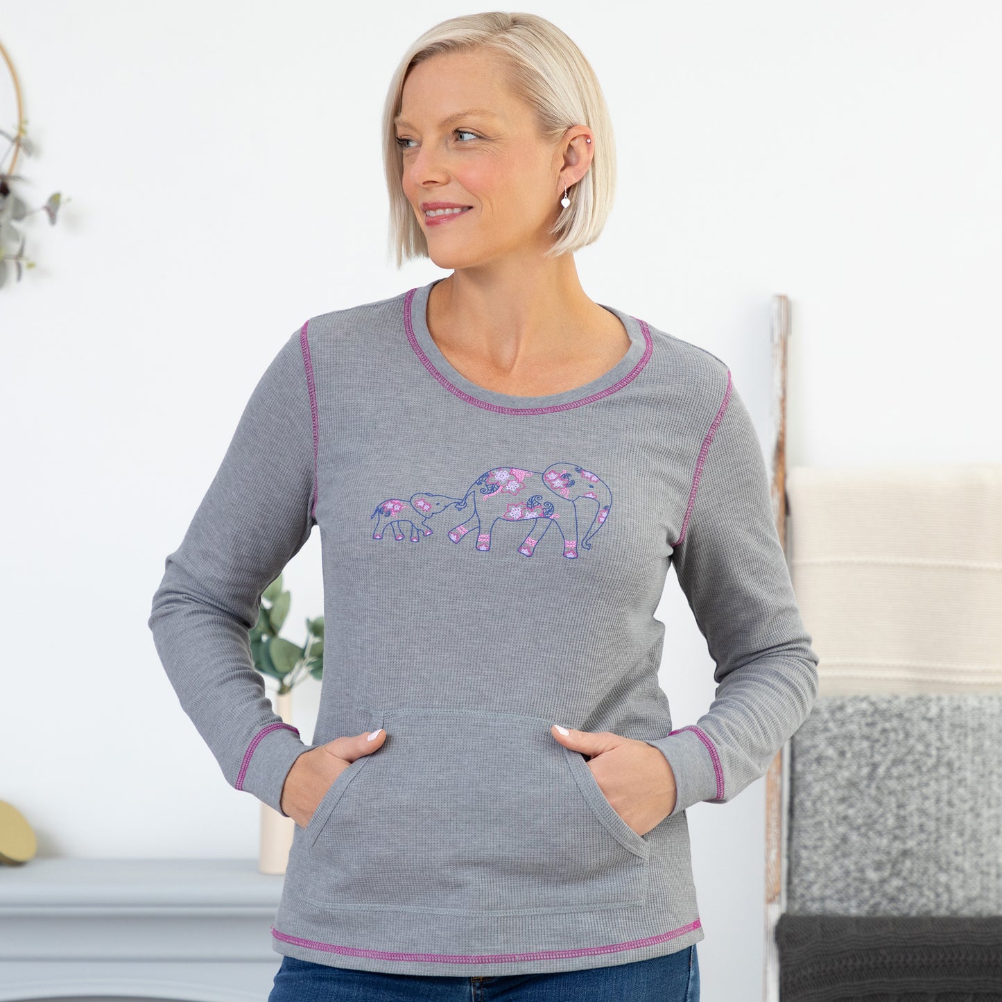 Elephant Contrast Stitch Thermal Top
