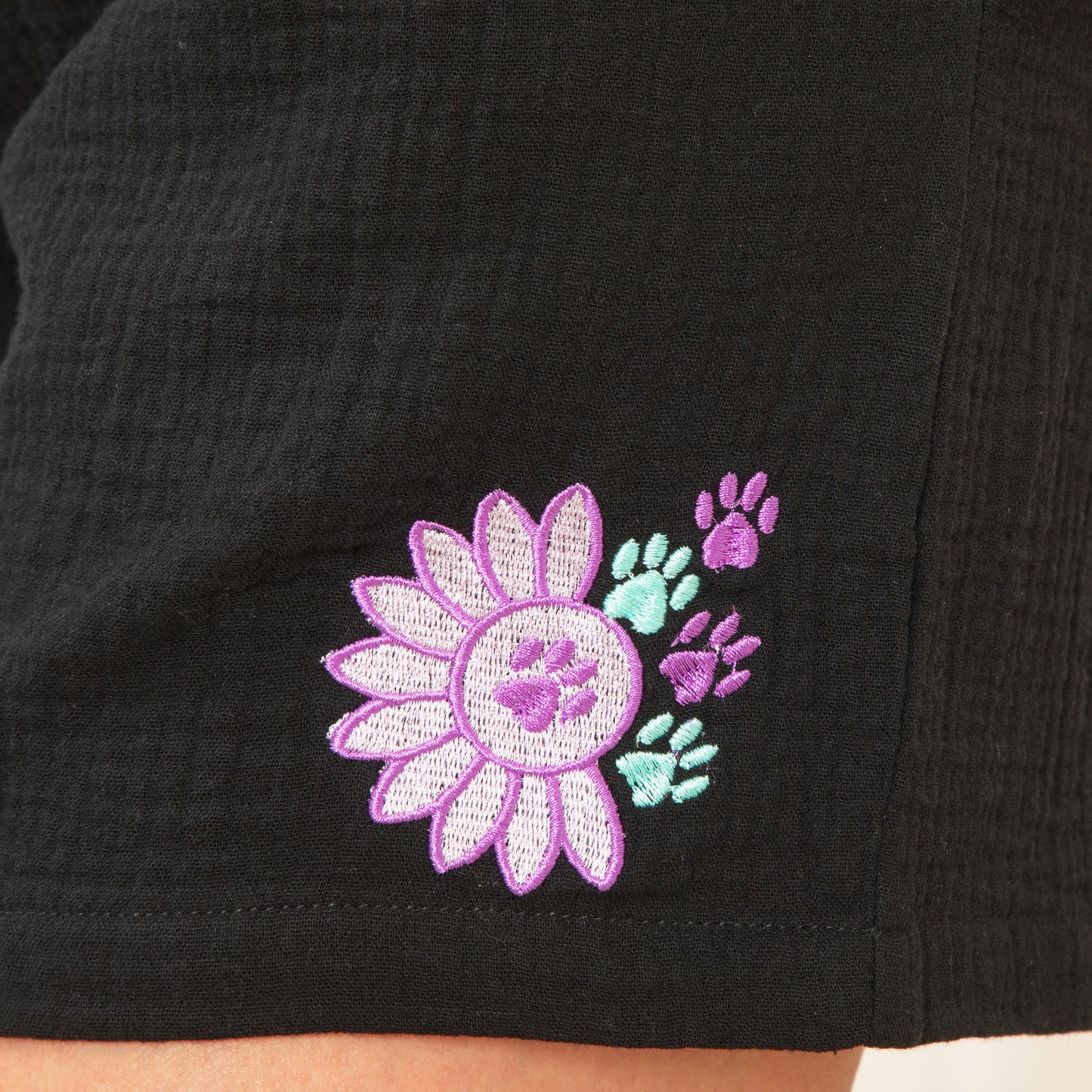 Paw Sunflower Embroidered Cotton Gauze Shorts