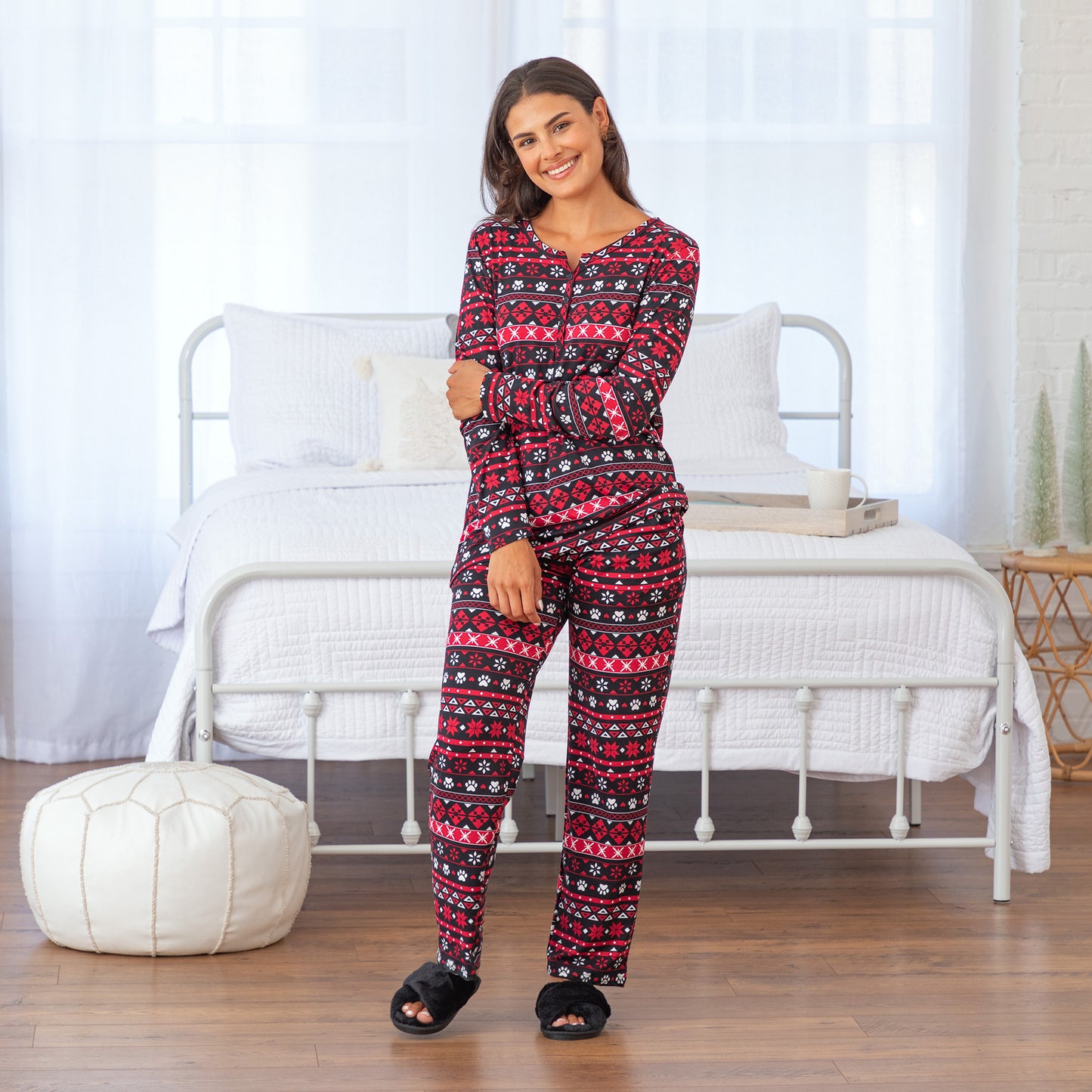 Traditional Nordic Paws Soft Touch Henley Pajama Set