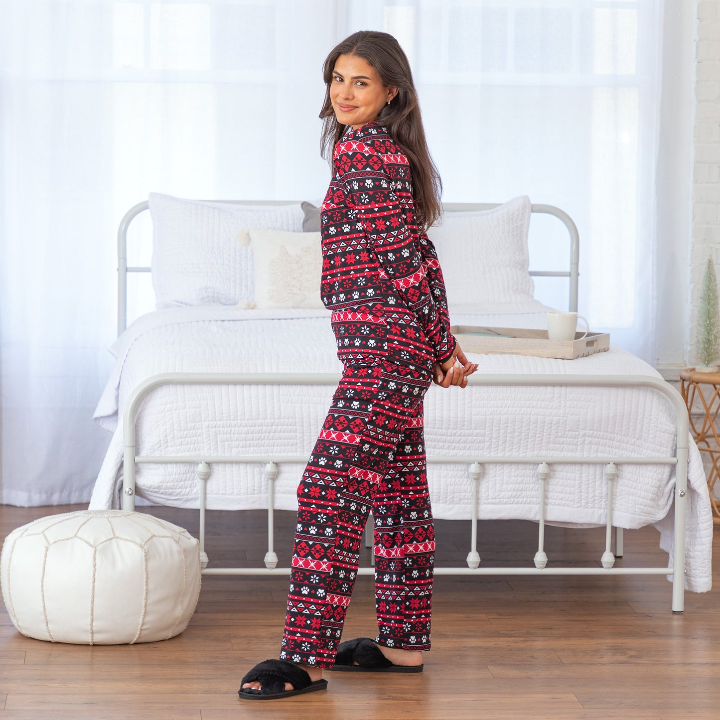 Traditional Nordic Paws Soft Touch Henley Pajama Set