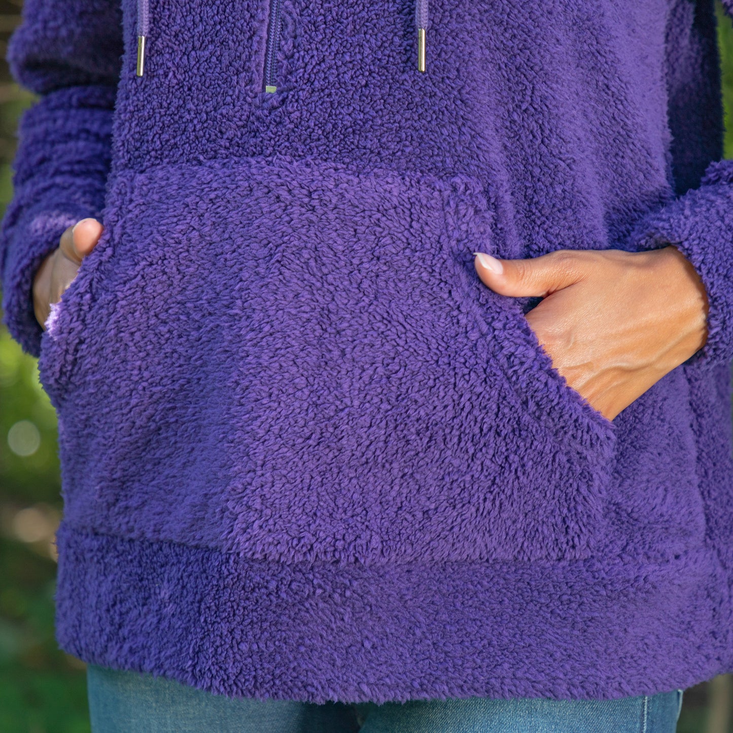 Purple Paws Sherpa Fleece Quarter Zip Hoodie