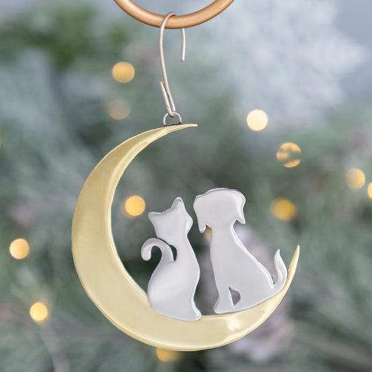 Under the Moonlight Love for Pets Mixed Metal Ornament