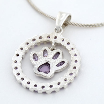 All Over Shine Sterling Paw Print Necklace