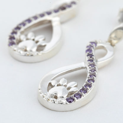 Infinity Love for Paws Sterling & Crystal Earrings