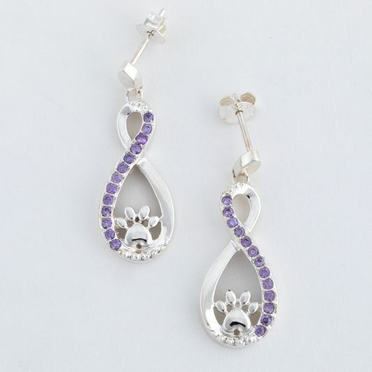 Infinity Love for Paws Sterling & Crystal Earrings