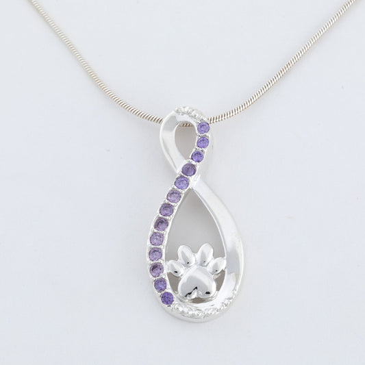 Infinity Love for Paws Sterling & Crystal Necklace