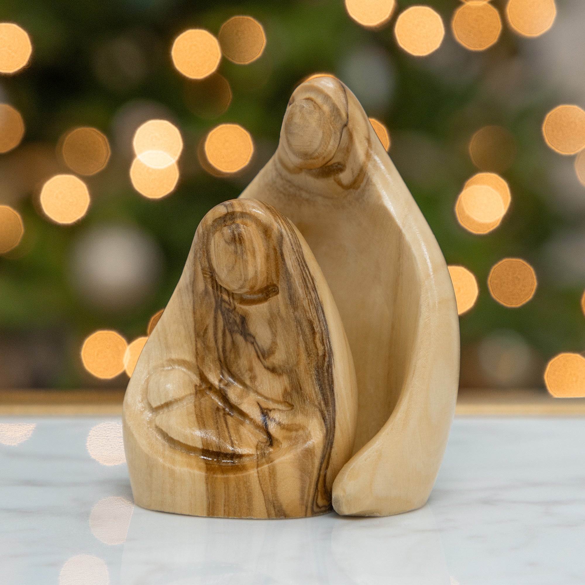 Olive Wood Hugging Holy Family Nativity