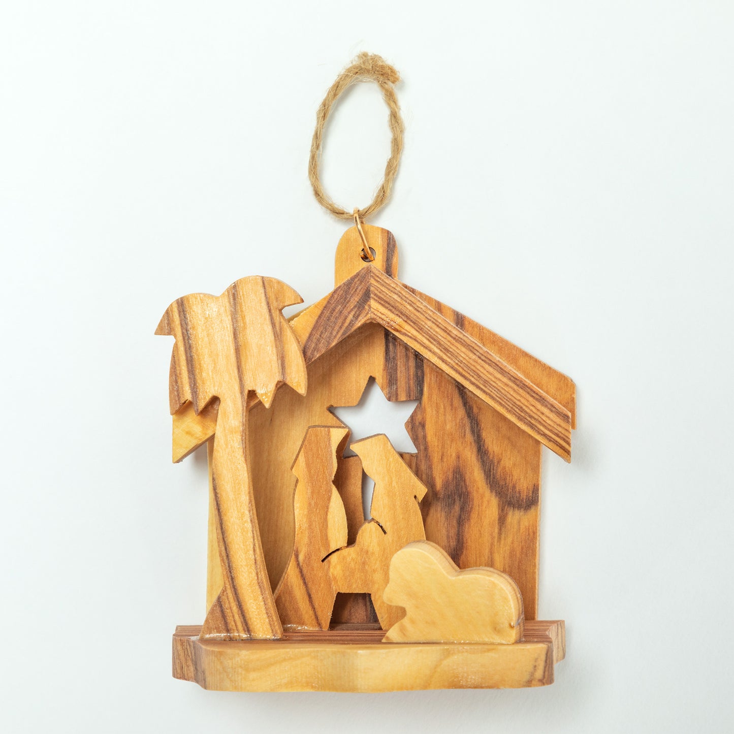 Hand Carved Olive Wood Nativity Ornament