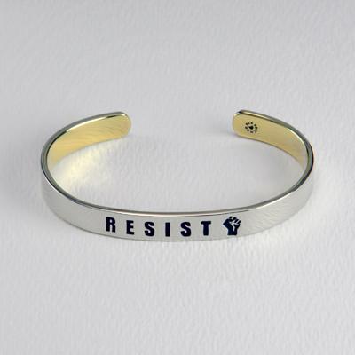 Resist Mixed Metals Cuff Bracelet