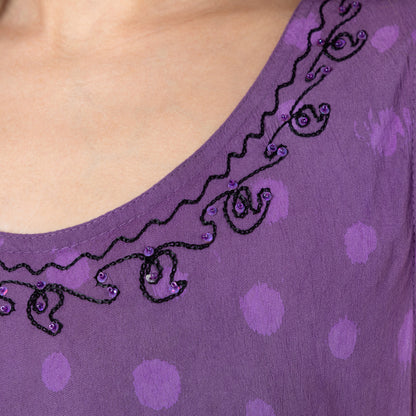 Purple Tie-Dye & Dots Sleeveless Dress