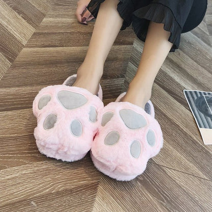 Women's Fuzzy Bear Paw Slippers