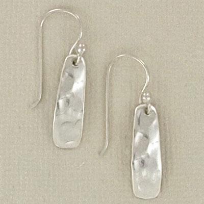 Hammered Narrow Rectangle Sterling Silver Wire Earrings