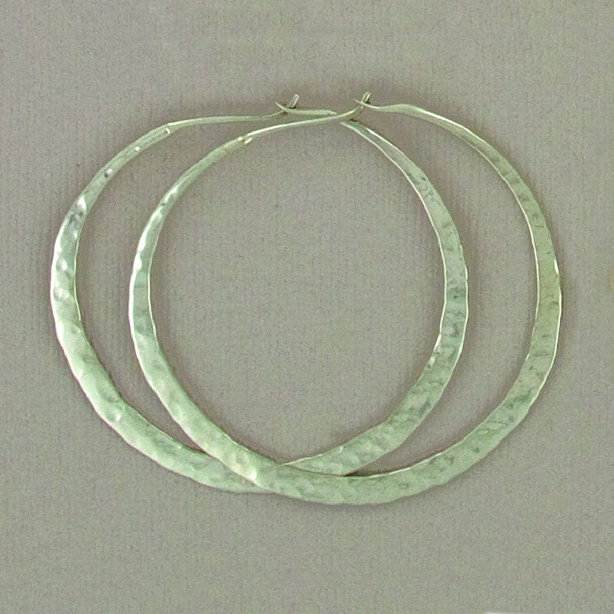 40mm Sterling Silver Hammered Hoop Earrings
