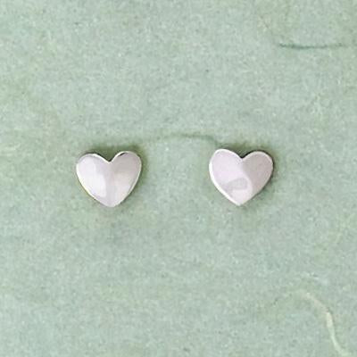 Hammered Heart Sterling Silver Post Earrings