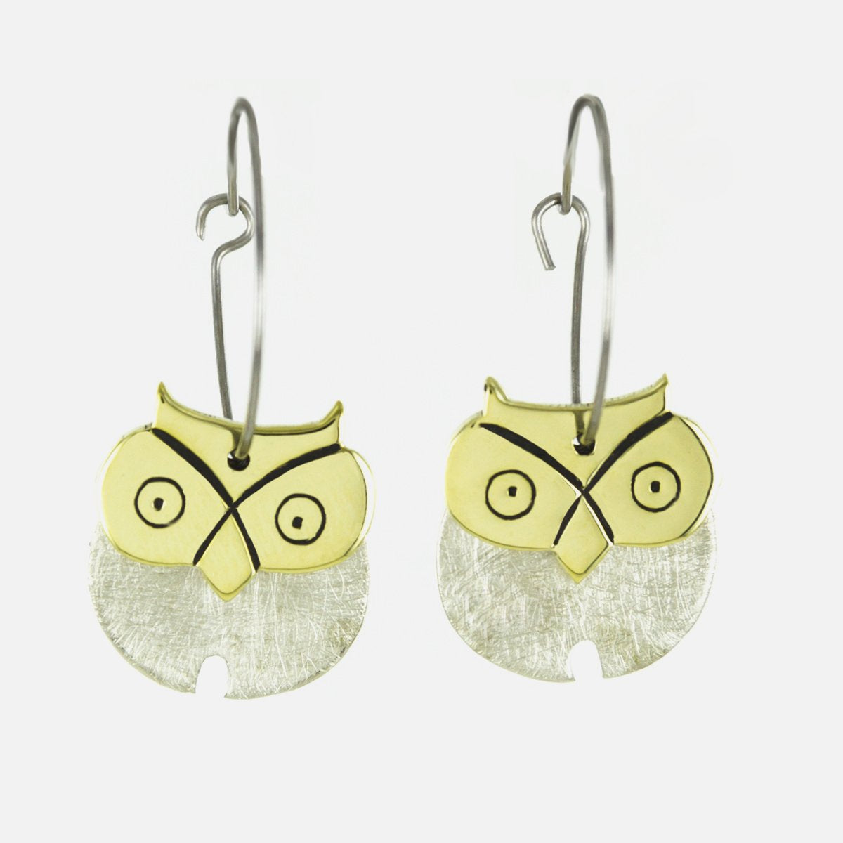 Dancing Owl Mixed Metals Hoop Earrings