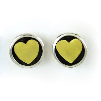 Heart Sterling & Brass Post Earrings