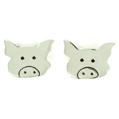 Pig Sterling Silver Post Earrings