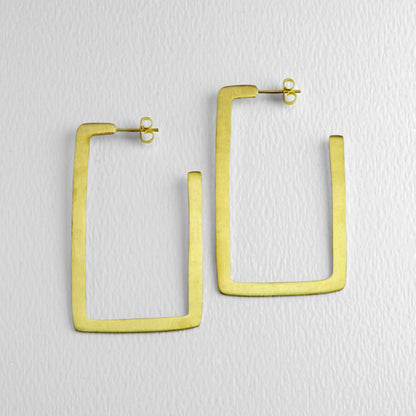All Squared Up Brass Hoop Earrings