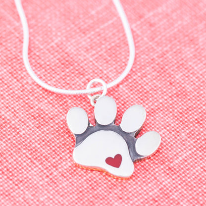 Heart Paw Print Sterling Necklace