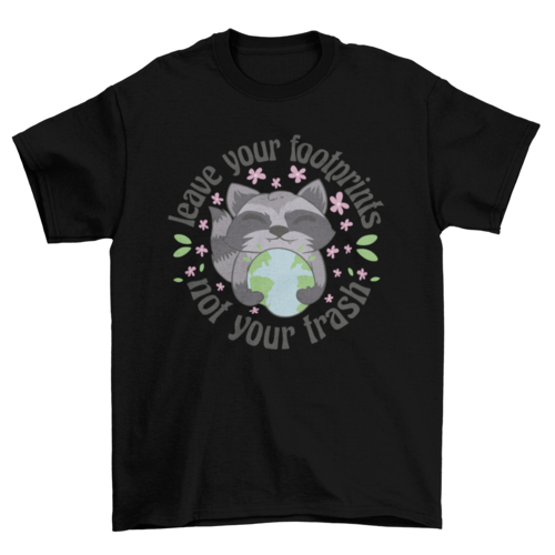 Raccoon With Planet Earth T-Shirt