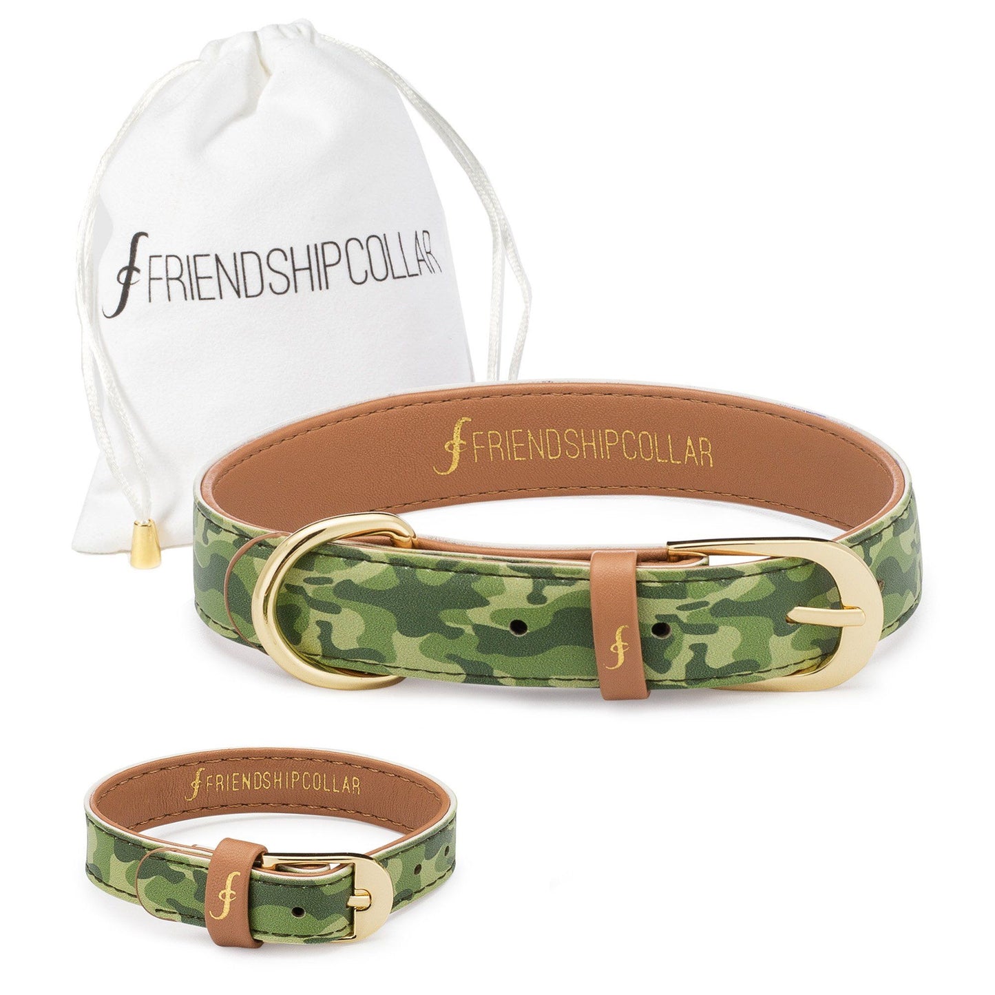 Camo Dog Friendship Collar & Bracelet Set