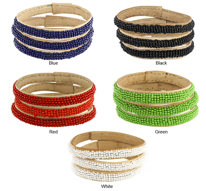 Colorful Beaded Malian Bracelets - Set of 3