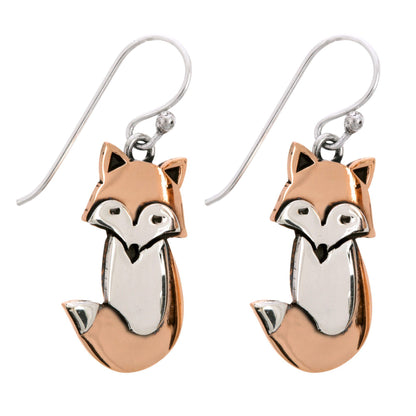 Fox Sterling & Copper Earrings