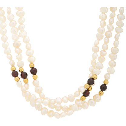 Freshwater Pearl & Garnet Necklace