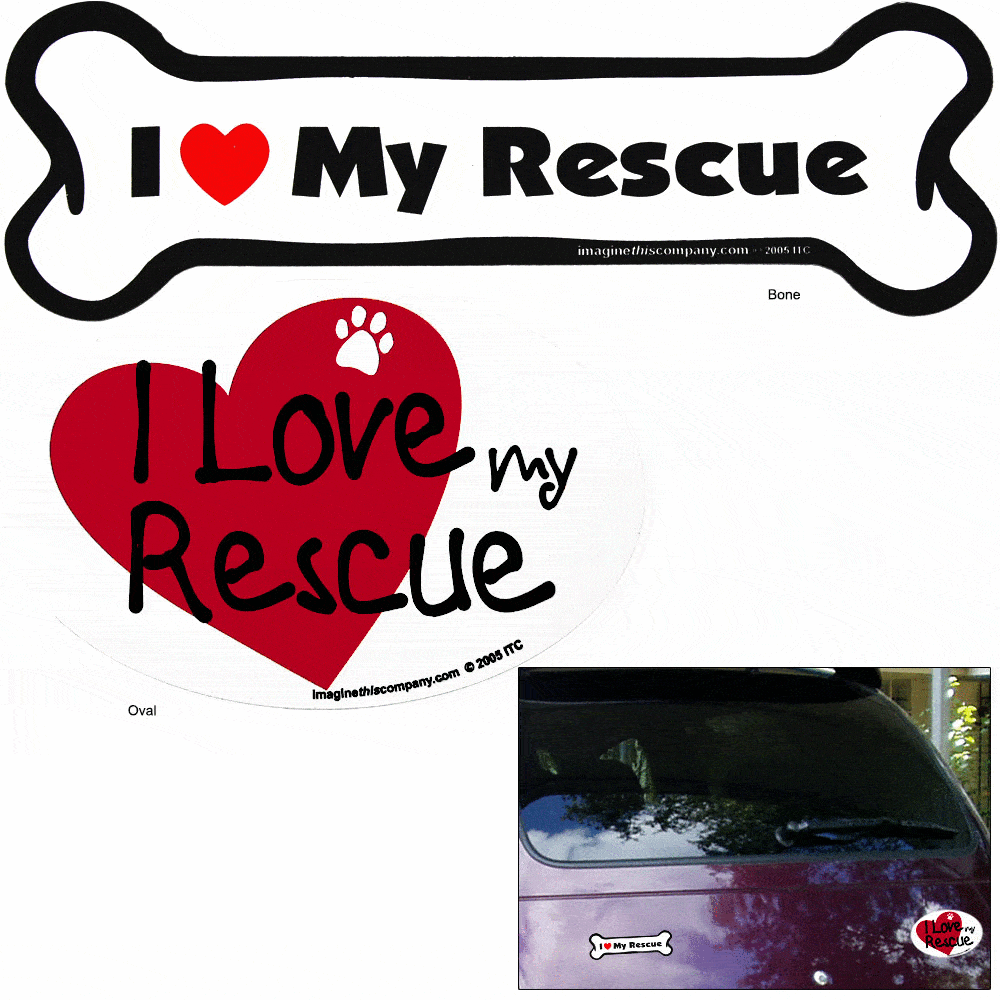 I Love My Rescue Car Magnet
