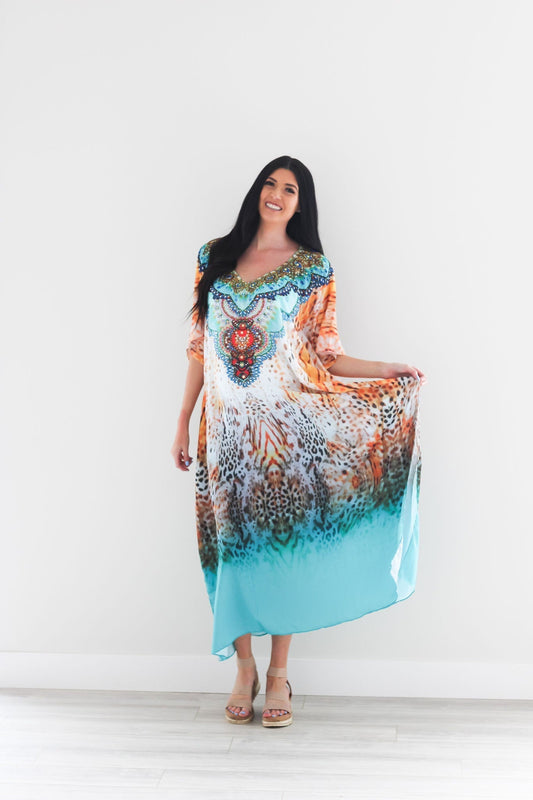 Embellished Caftan Dress